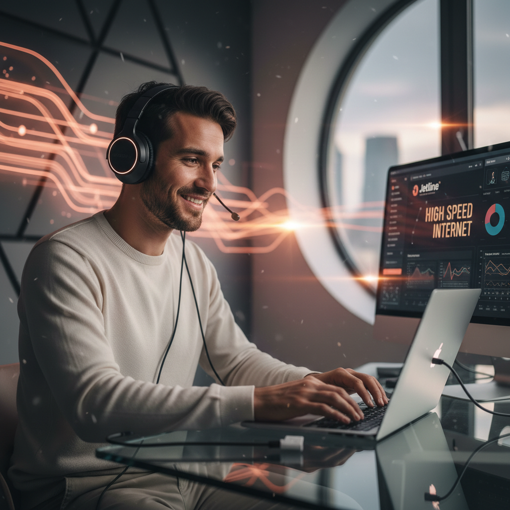 Happy customer with high speed internet